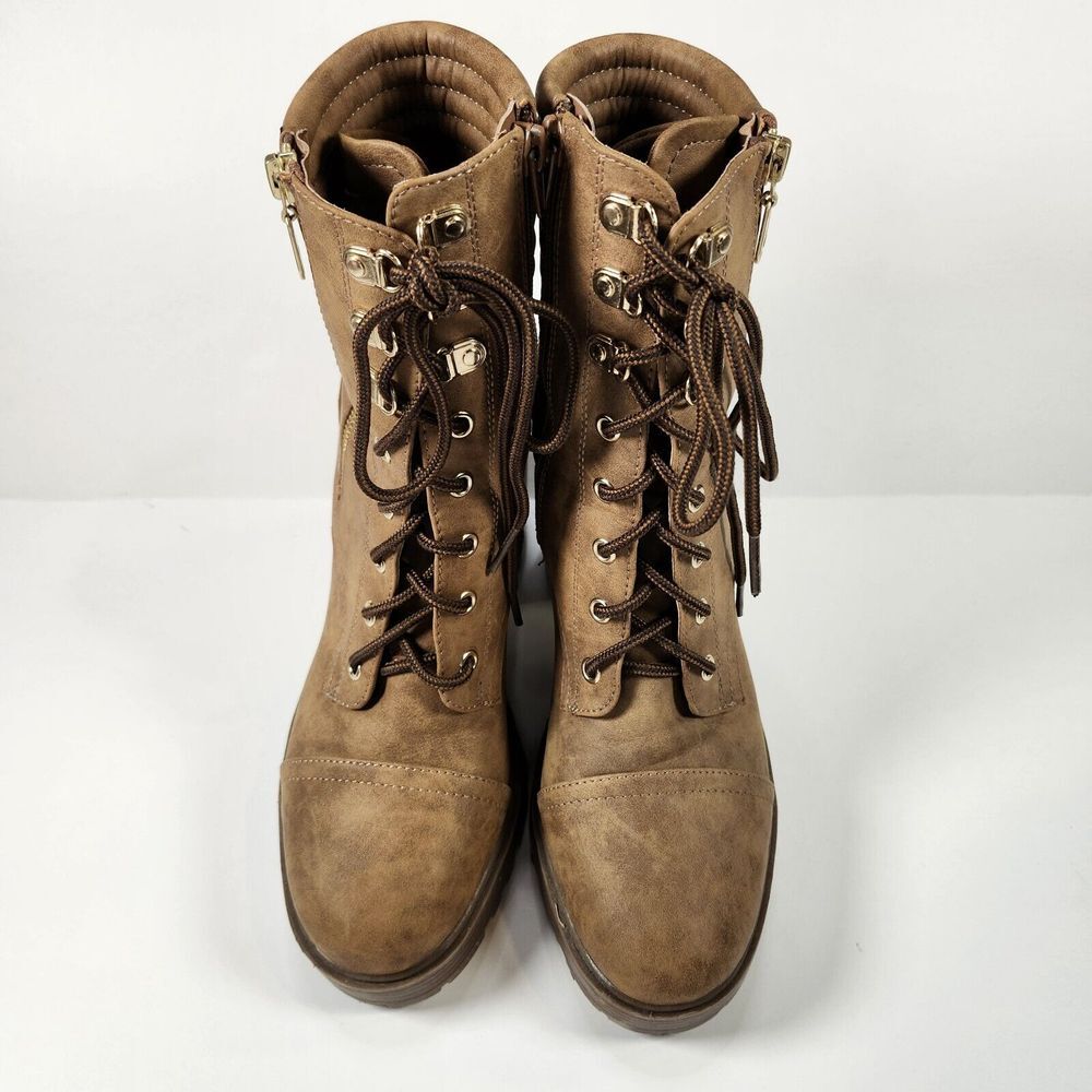 GBG Los Angeles Siana-R High‎ Heel Boots Women Brown 10M Faux Leather Chunky Y2K